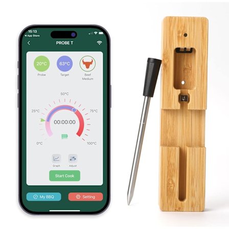 Langaton lihalämpömittari, Bluetooth-yhteys ja IPX7-vesitiivis - Täydelliset grillaustarvikkeet