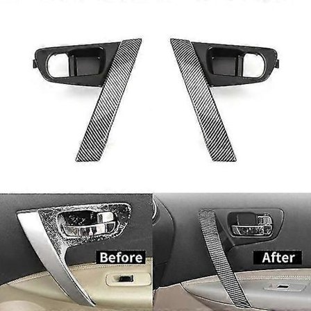Bil Kolfiber Interiör Dörrhandtag Bas Interiör Dörrhandtag Skydd Trim För Nissan Qashqai J10 2007-2015 - Interiör Dörrhandtag Vänster