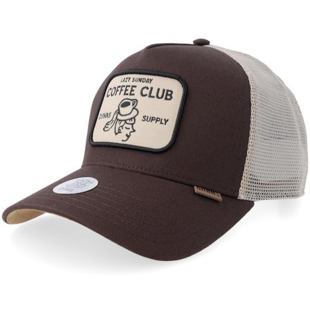 Djinns - Marron trucker Casquette - Hft Cap Coffee Head Dark Brown A-Frame Trucker @ Hatstore