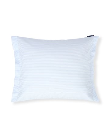 Lexington Stribet bomuldssatin pudebetræk, blå/hvid