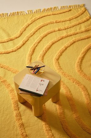 Jotex - Bomullsteppe Bomull/Bomull Gul WAVE - Kjøp Bomulls- & filleryer hos Jotex