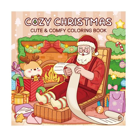 Ny julemalebok, en avslappende og komfortabel malebok for voksne og barn, perfekt for tegning, kruseduller og fargelegging.