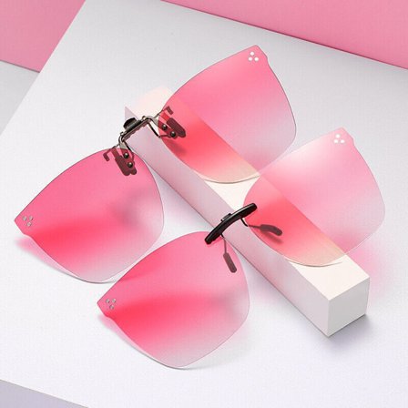 Womens Rimless Clip-on Polarized Sunglasses Flip-up Fashion Glasses Clips H