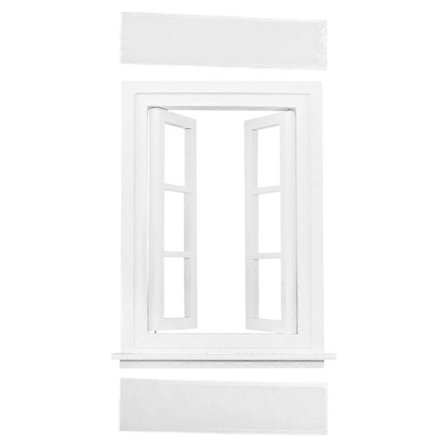 Dukkehus Vindue Hvid Mini Træ Vinduesramme Ornament til Hjemmebrug[D]