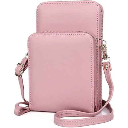 Crossbody Mobiltelefonväska PU-Läder Axelväska Oblong Messenger Handväska Rosa Messenger