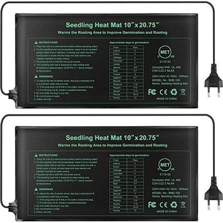 Parti med 2 elektroniske varmemåtter, vandtætte hydroponiske varmepuder til frøplanter, krybdyr og planter