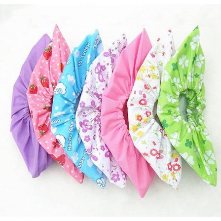 6 par engangs skoover med blomstermønster og skridsikker bagside