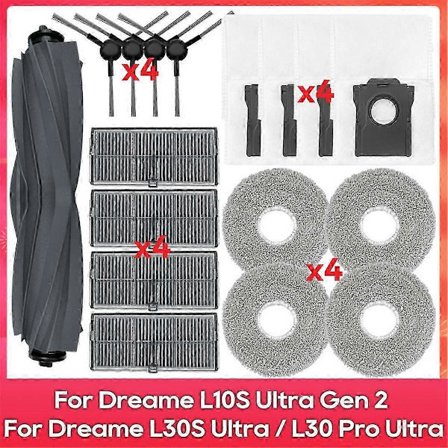 L10S Ultra Gen 2, L30S Ultra, L30 Pro Ultra Delar: Huvudborste, Filter, Moppduk, Dammpåsar—max