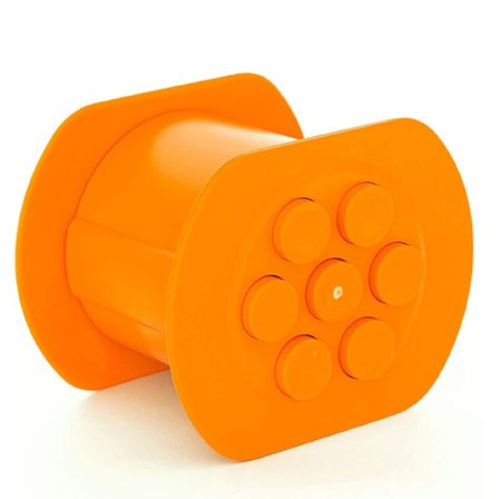 One-touch hotdog-maskine med 7 huller, perfekt til at lave lækre fyldte hotdogs (orange).