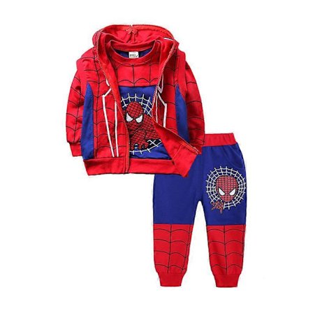 Gutte Spiderman Treningsdress Hettejakke Glidelås Genser Bukser Antrekk Sett Gaver