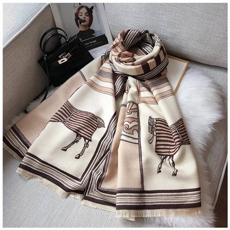 Vinter Pashmina Sjal Tørklæde til Kvinder Lang Stor Tyk Varm Rever