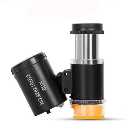 Mini Pocket Microscope Jewelers Eye Lupp SVART