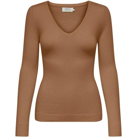 Only, Onlleyla ls v-neck pullover knt toasted coconut/w. Bruin, Dames, Maat:L