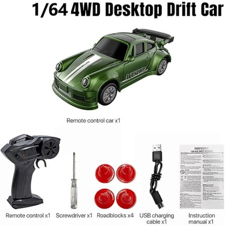 [CA] RC Drifting Bil KF20 Mini Skrivebord 1/64 Racerbil 4WD 2.4G Fjernbetjening Legetøj PW Blå