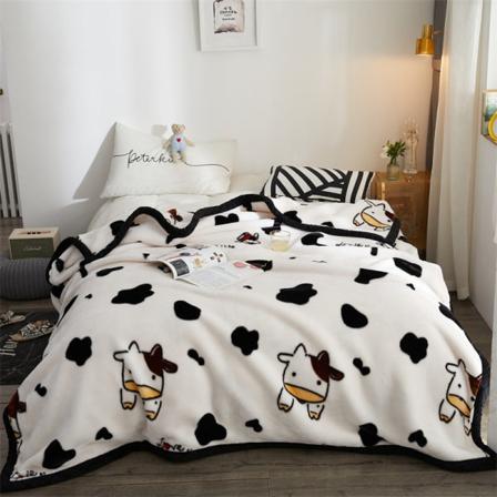 Klasse A Raschel fortykket varmt tæppe Flanell Coral Fleece tæppe tæppe Black and white cow 150 * 200cm