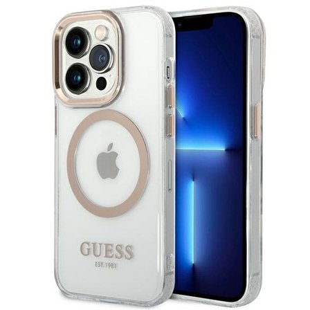 Guess GUHMP14LHTRMD iPhone 14 Pro 6.1 "guld/guld hard case Metal Outline Magsafe