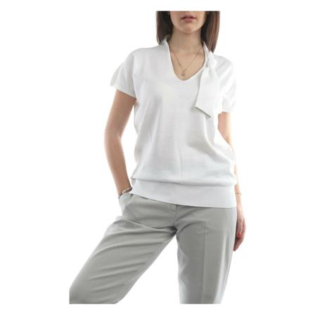 Fabiana Filippi, Mad 271W025-D290 V-neck Wit, Dames, Maat:S
