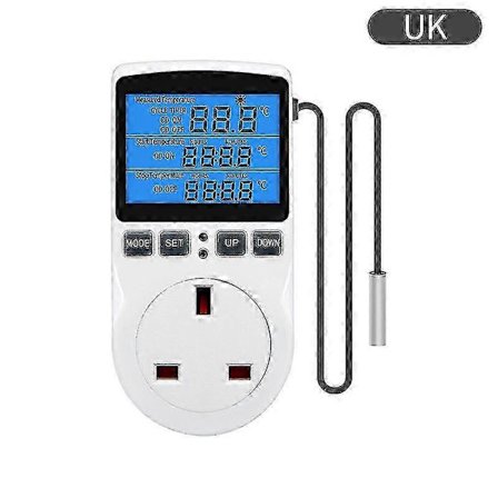 Digital Termostat, 230V Temperaturkontroller Stikkontakt, 13A Timerbryter Plugg Med Sensor For R