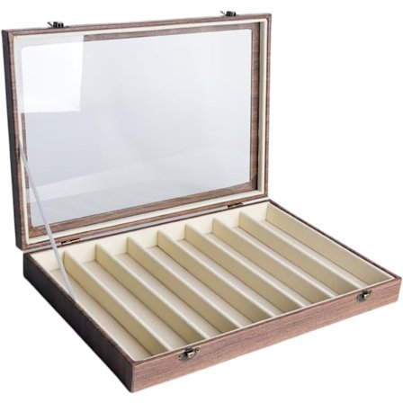 Smyckesorganisatorställ, Grå Sammet Halsband Smyckesorganisering Förvaringslåda Vintage Träkorn Läderlåda med 10 Galler