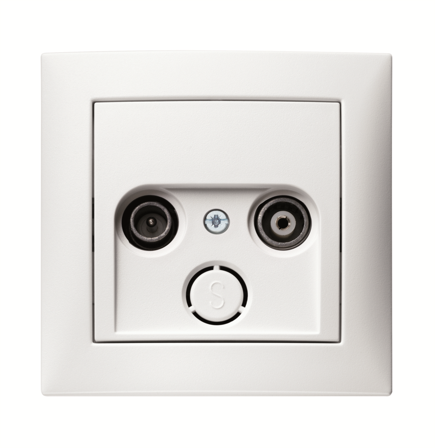 Hager 6345151909 Antennuttag 75 ohm, 15 dB dämpning, IP20 Vit, Antennmateriel