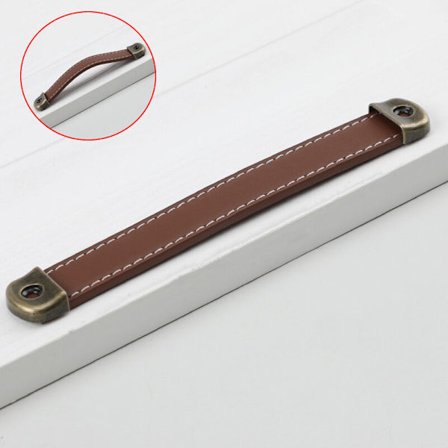 6 stk. skinnskaphåndtak i skinn til kjøkken, skuff og dør