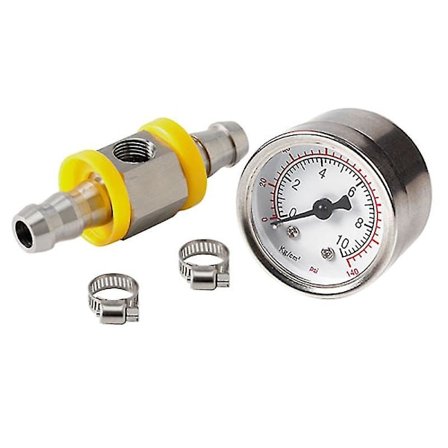 Universal Brændstoftryk Måler 1/8 Npt (140 Psi) Med 3/8 Tommer Brændstofledning Brændstoftryk Måler Sensor T