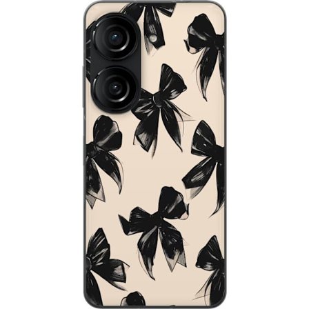 Yhteensopiva Puhelinkuori Asus Asus Zenfone 10 Mustat nauhat beige taustalla tyylikkäällä suunnittelulla, pehmeillä kontrasteilla ja elegantilla a