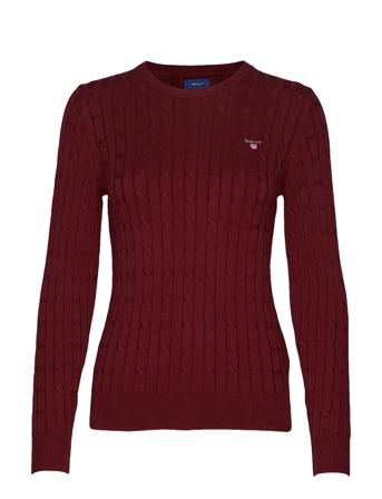 Stretch Cotton Cable C-Neck Pullover Striktrøje Rød GANT