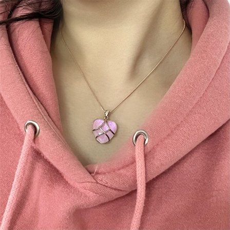 Hjärtformad Halsband Kristall Opal Halsband Kärlekshalsband