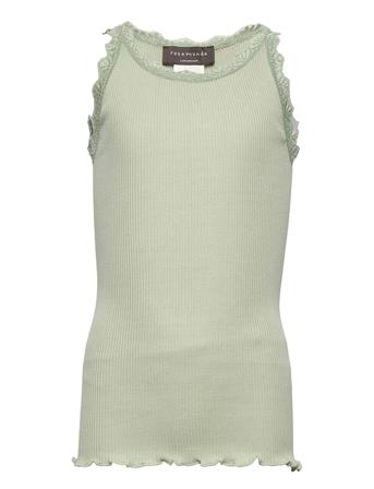 Silk Top W/ Lace T-shirts Sleeveless Grønn Rosemunde Kids*Betinget Tilbud