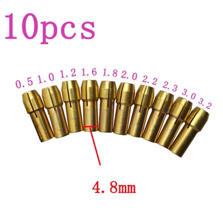 10st Borrchuckar Collet Bits 4,8 mm 0,5-3,2 mm Skaft för Dremel