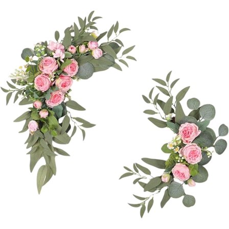 Bryllupsbue Blomster, 2 stk. Pæon Dekorativt Blomstersvep, Kunstige Grønne Blade Silkeblomst til Bryllup, Pergola, Bue, Bryllup Pink