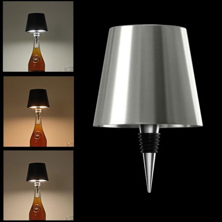 Trådløs LED-flaskelampe for vin (Sølv) Sølvfarget_sai