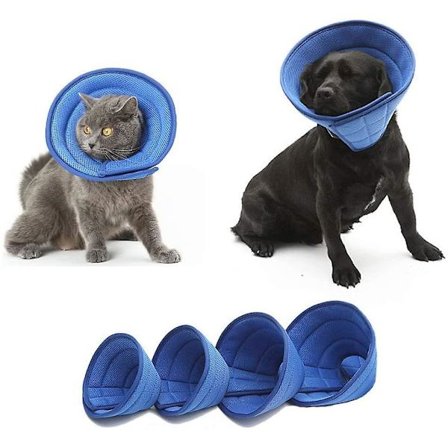 Breathable Mesh Elizabethan Collar Blue Soft Comfy Adjustable E-collar Quicker Healing Pet Recovery Cone