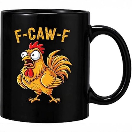 F-Caw-F Rolig Kycklingmugg Keramisk Kaffekopp, F-Caw-F Sarkastisk Kopp, 33 cl Hane Humoristiske Kopper, Gal Hane Kyckling Humor Kaffekopp Gave