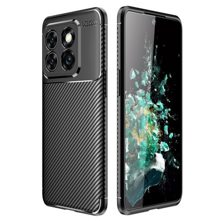 SKALO OnePlus 10T 5G Carbon Fiber TPU-suojakuori - Musta