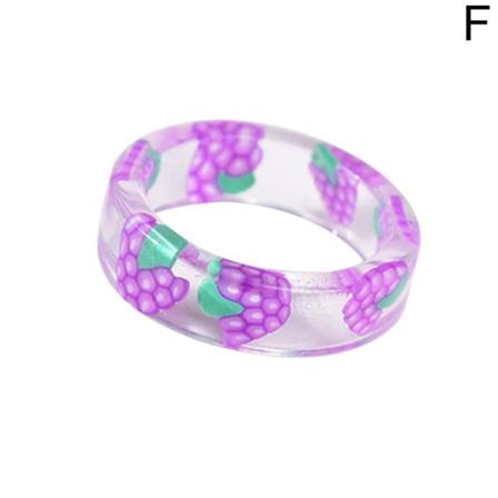 Gör-det-själv Fruktring Dams Söt Transparent Resin Finger Ring För R