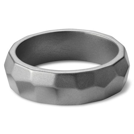 Anillo de acero con diseño facetado Jax para hombres - Anillos de acero