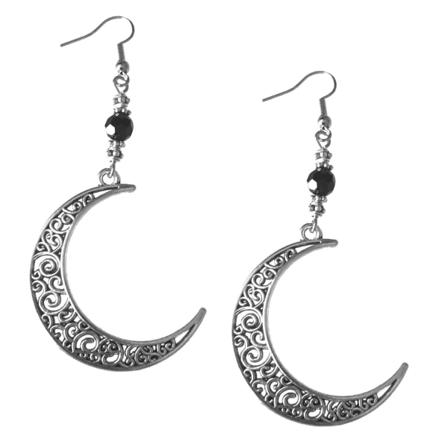 Örhängen Måne Crescent Moon Wicca Svart Pagan Symbol Svart