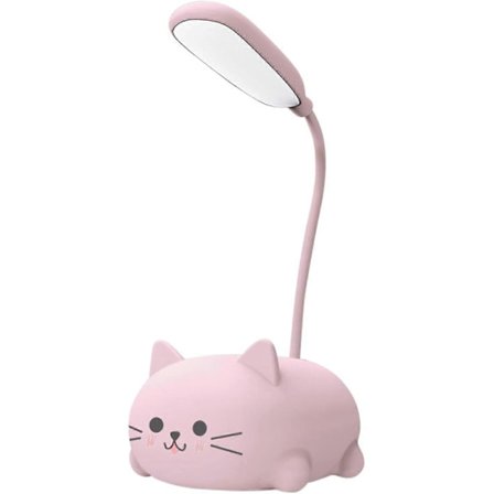 Skrivebordslampe til børn, sød kat LED-bordlampe med fleksibel arm, USB-genopladelig bordlampe, øjenbeskyttelse, læselampe, tegneserie Kawaii (FMY) 