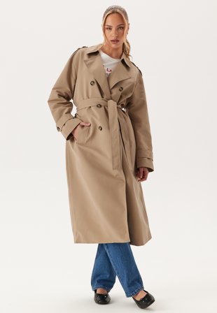 VERO MODA - Vmchloe Long Trenchcoat - Silver Mink - Kläder - - Bubbleroom