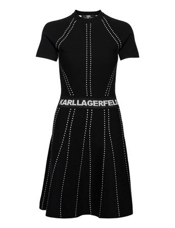 S/Slv Knitted Logo Dress Black Karl Lagerfeld