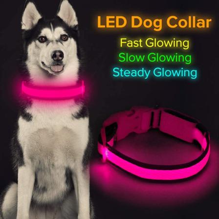 LED-hundehalsbånd, USB-genopladeligt lysende hundehalsbånd, justerbart, behageligt, blødt mesh-sikkerhedshalsbånd til små, mellemstore og store hunde,