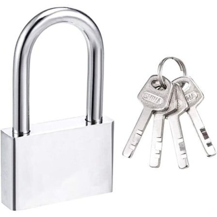 50 mm hængelåse med 4 nøgler, hærdet stålkasse, 8 mm diameter langt håndtag, vandtæt udendørs hængelås