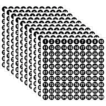 1000 stk. 1 til 100 Nummer Klistermærker, 10 Ark Vinyl Nummer Klistermærker, Vandtætte Etiketter, Selvklæbende Nummererede Klistermærker til Sortering