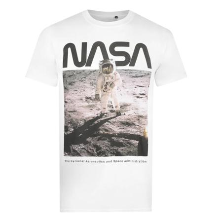 Nasa Aldrin T-shirt För Män Xl Vit/grå