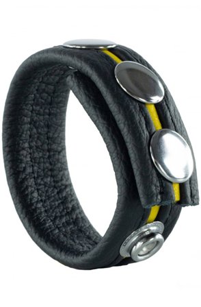 The Red Cockring En Cuir Black/Yellow Penisring - Blushme.se