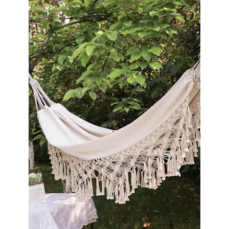 Hvit hengekøye med en maksimal belastning på 300 kg, 200 x 150 cm. Last c