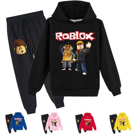 ROBLOX Sæt til Børn Drenge Piger Print Hoodie Bukser Sort 160cm