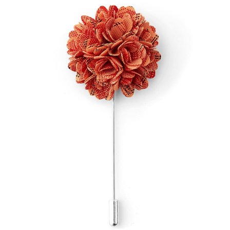 Szpilka do marynarki w pomarańczową kratę dla mężczyzn - Przypinki kwiatowe do klapy